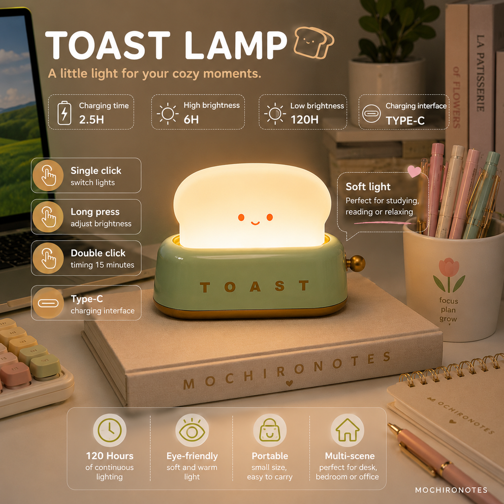 Mochiro Toast Lamp™ | Cozy LED Night Light