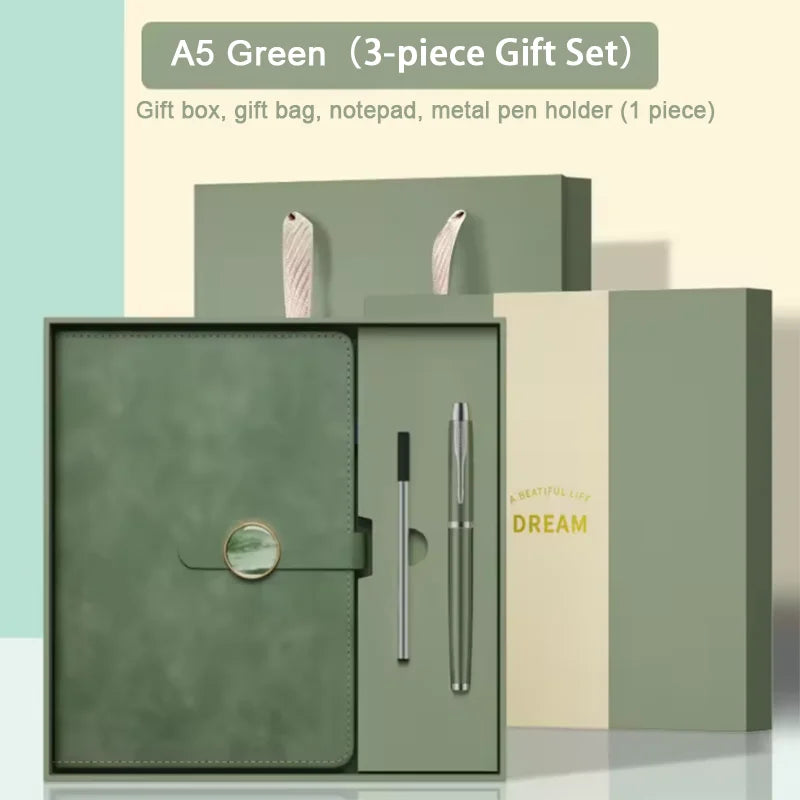 Lifestyle - Local Top Products - High end Gift Set Leather Notebook Pen Tip Gift Box Color Gift Bag