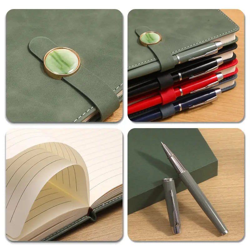 Lifestyle - Local Top Products - High end Gift Set Leather Notebook Pen Tip Gift Box Color Gift Bag