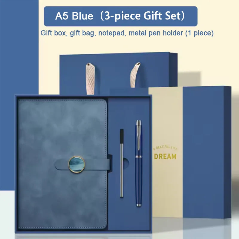 Lifestyle - Local Top Products - High end Gift Set Leather Notebook Pen Tip Gift Box Color Gift Bag