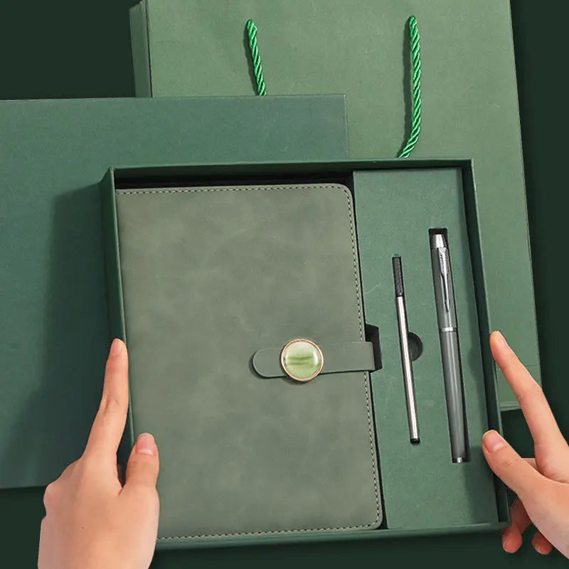 Lifestyle - Local Top Products - High end Gift Set Leather Notebook Pen Tip Gift Box Color Gift Bag