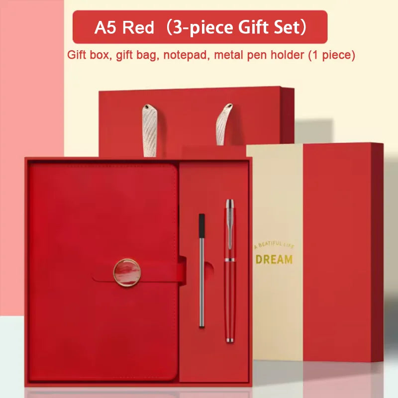 Lifestyle - Local Top Products - High end Gift Set Leather Notebook Pen Tip Gift Box Color Gift Bag