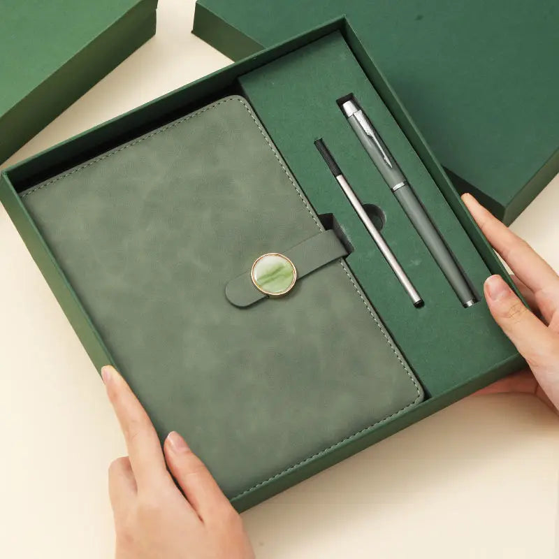 Lifestyle - Local Top Products - High end Gift Set Leather Notebook Pen Tip Gift Box Color Gift Bag